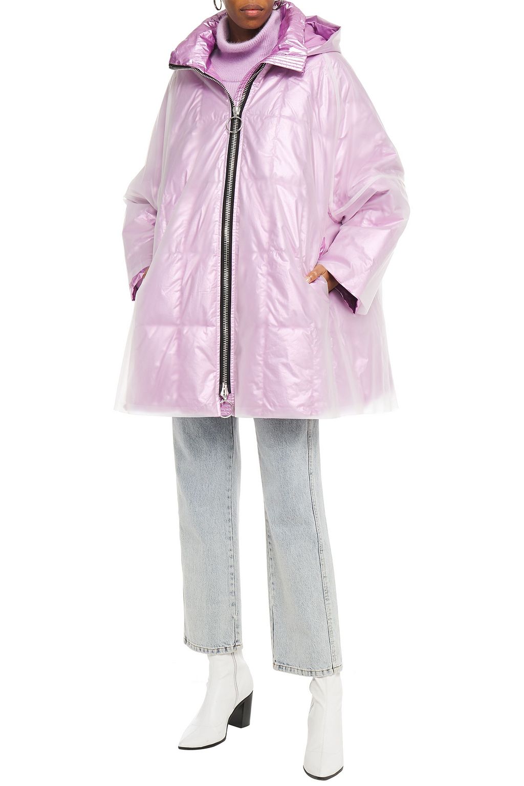 IENKI IENKI Raincoat PVC and quilted foiled shell hooded down coat