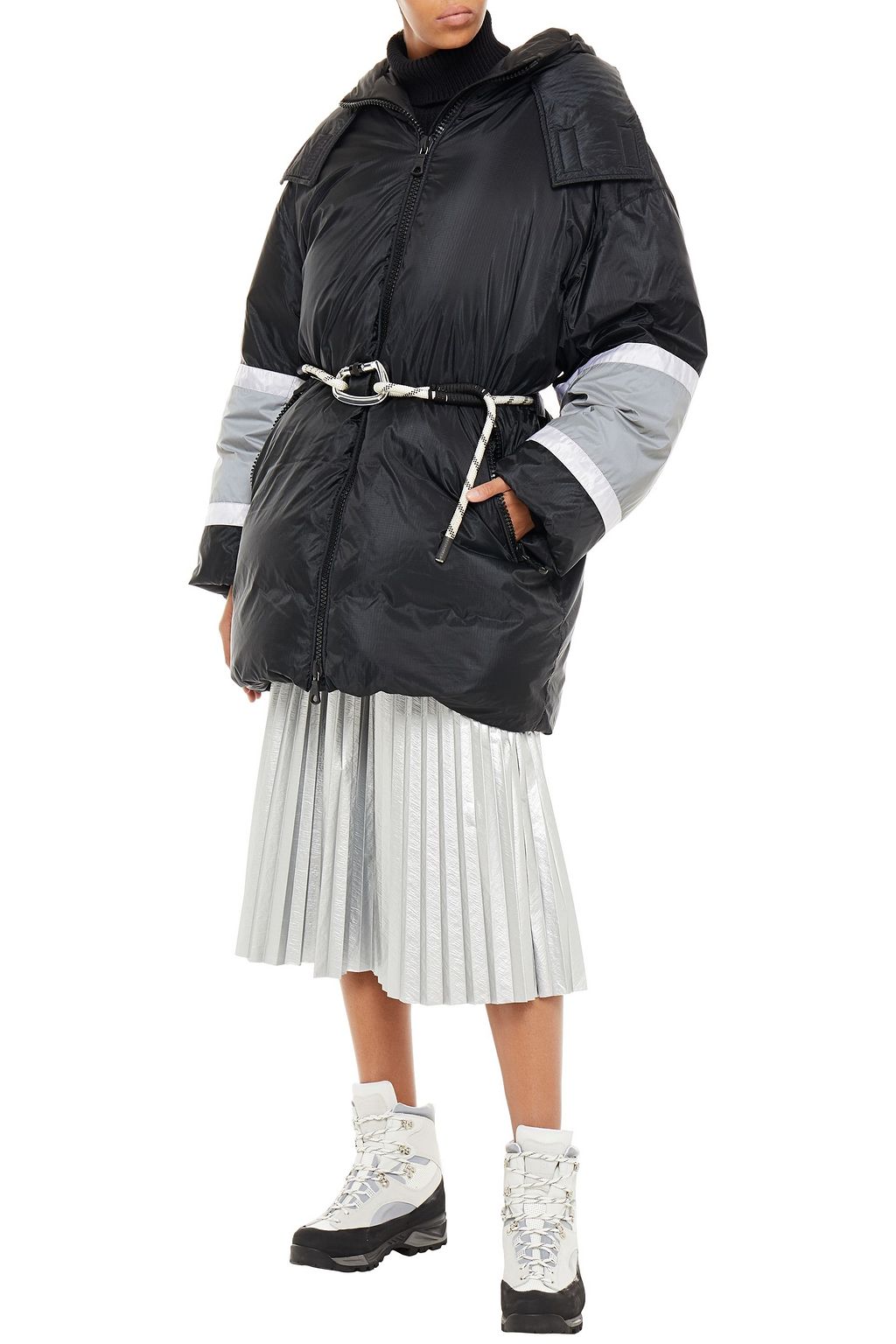 IENKI IENKI Fireman color-block quilted shell down hooded coat