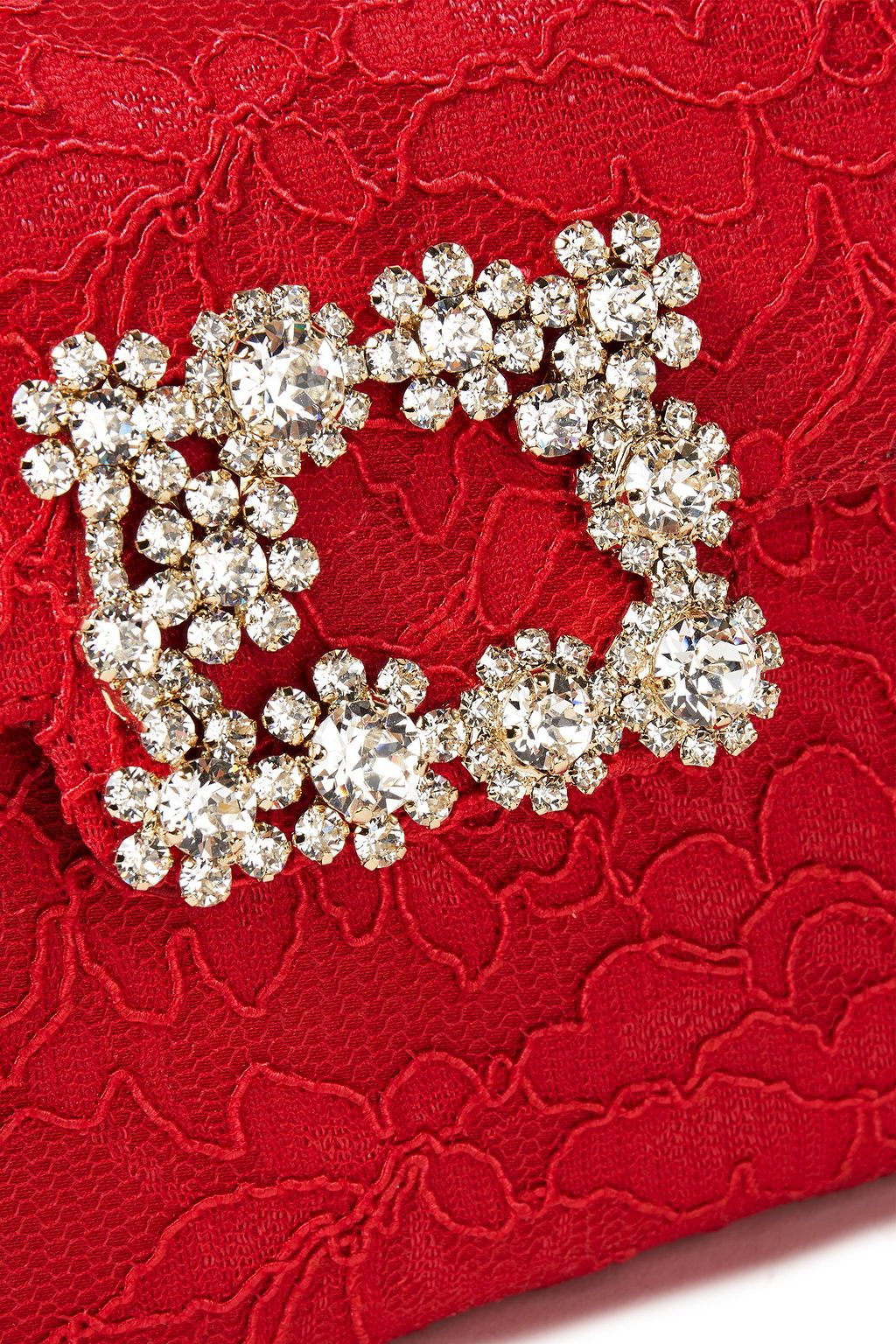 ROGER VIVIER Envelope crystal-embellished corded lace clutch