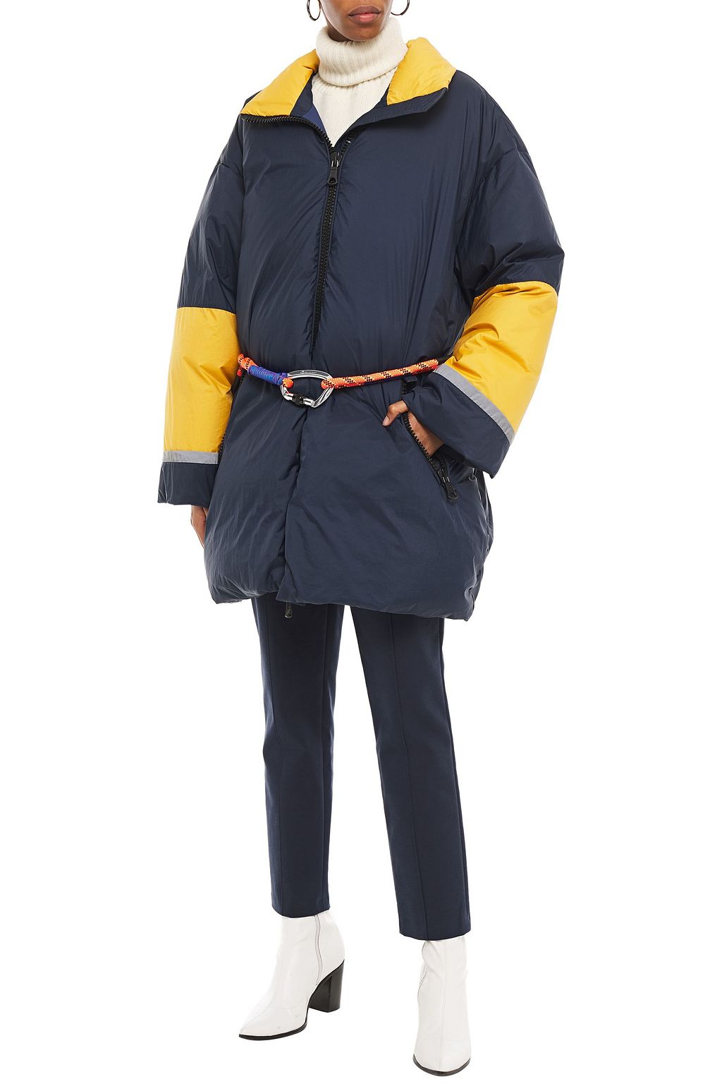 IENKI IENKI Fireman color-block quilted shell down hooded coat