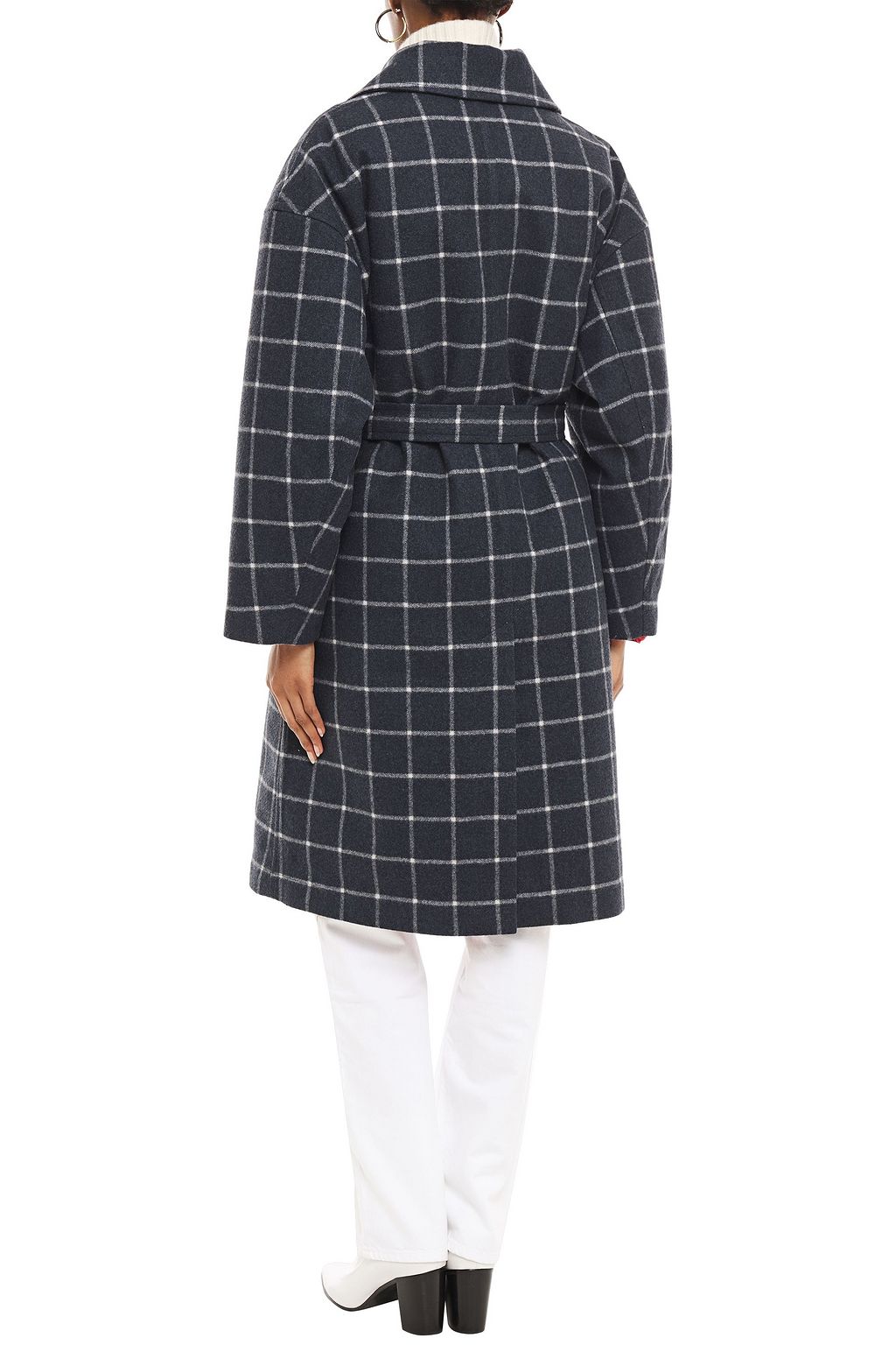 IENKI IENKI Mac brushed checked wool-blend felt coat