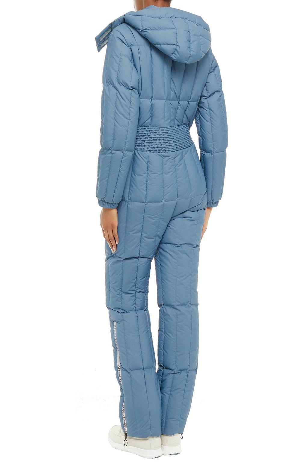 IENKI IENKI Belted logo-print quilted shell hooded down jumpsuit