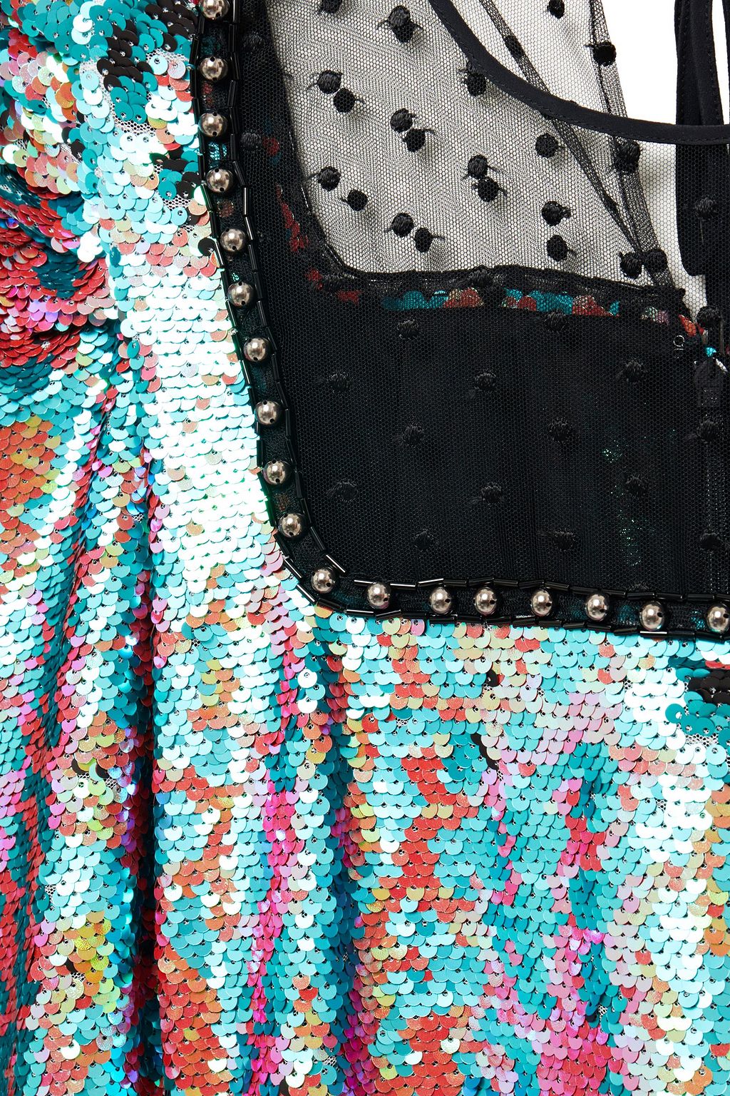 DUNDAS Ruffled Swiss-dot and sequined tulle mini dress