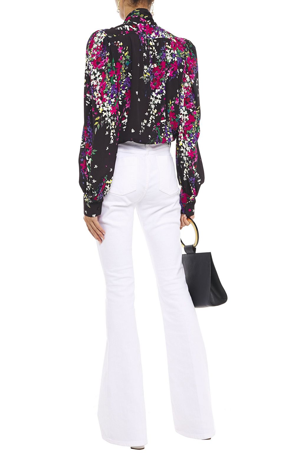 DUNDAS Tie-neck floral-print crepe blouse