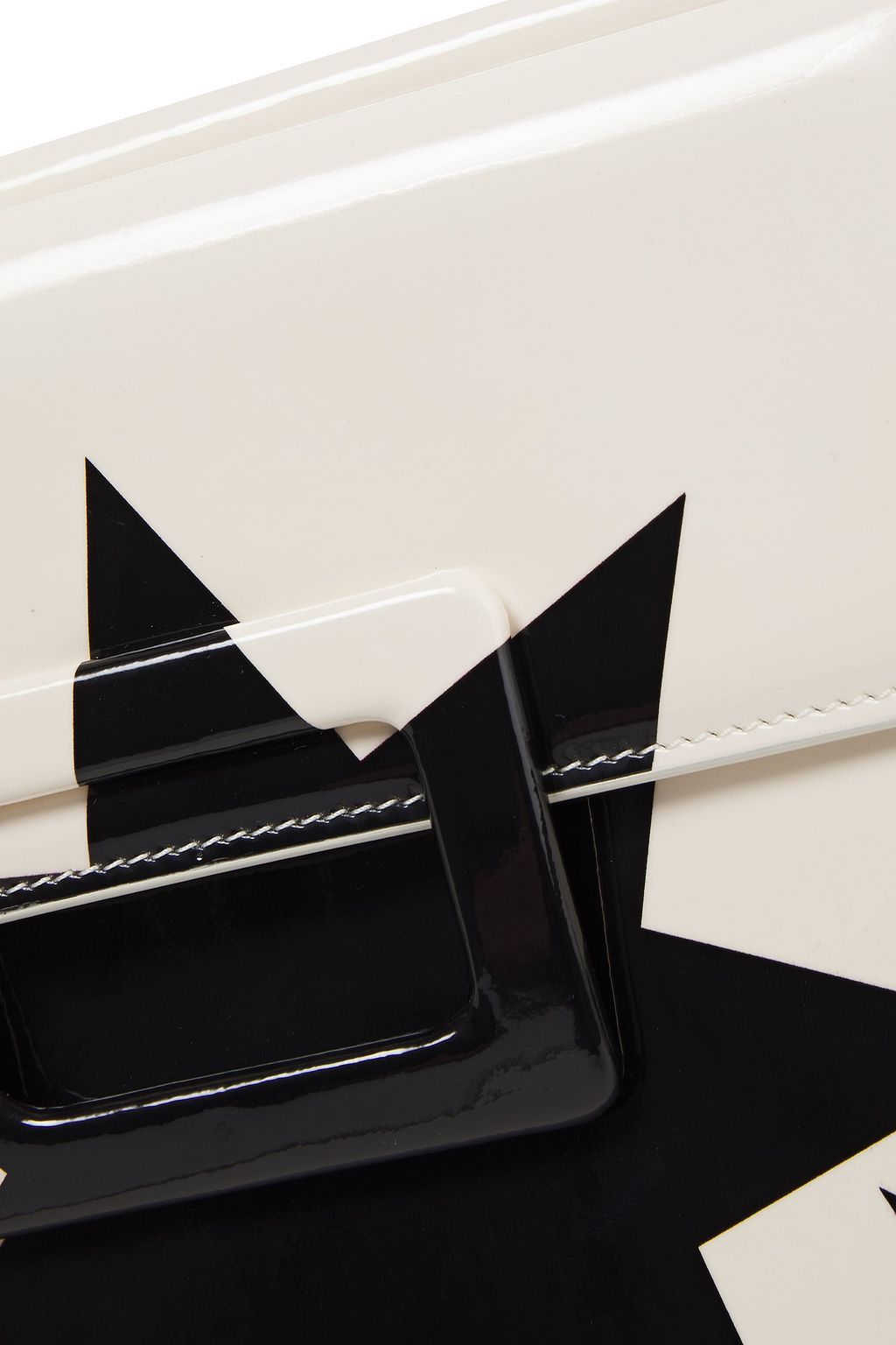 ROGER VIVIER Prismick appliquéd patent and textured-leather shoulder bag
