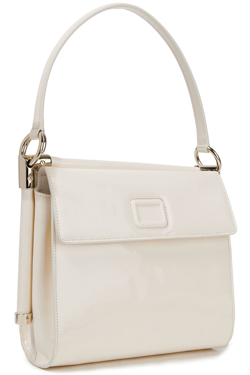 ROGER VIVIER Prismick appliquéd patent and textured-leather shoulder bag