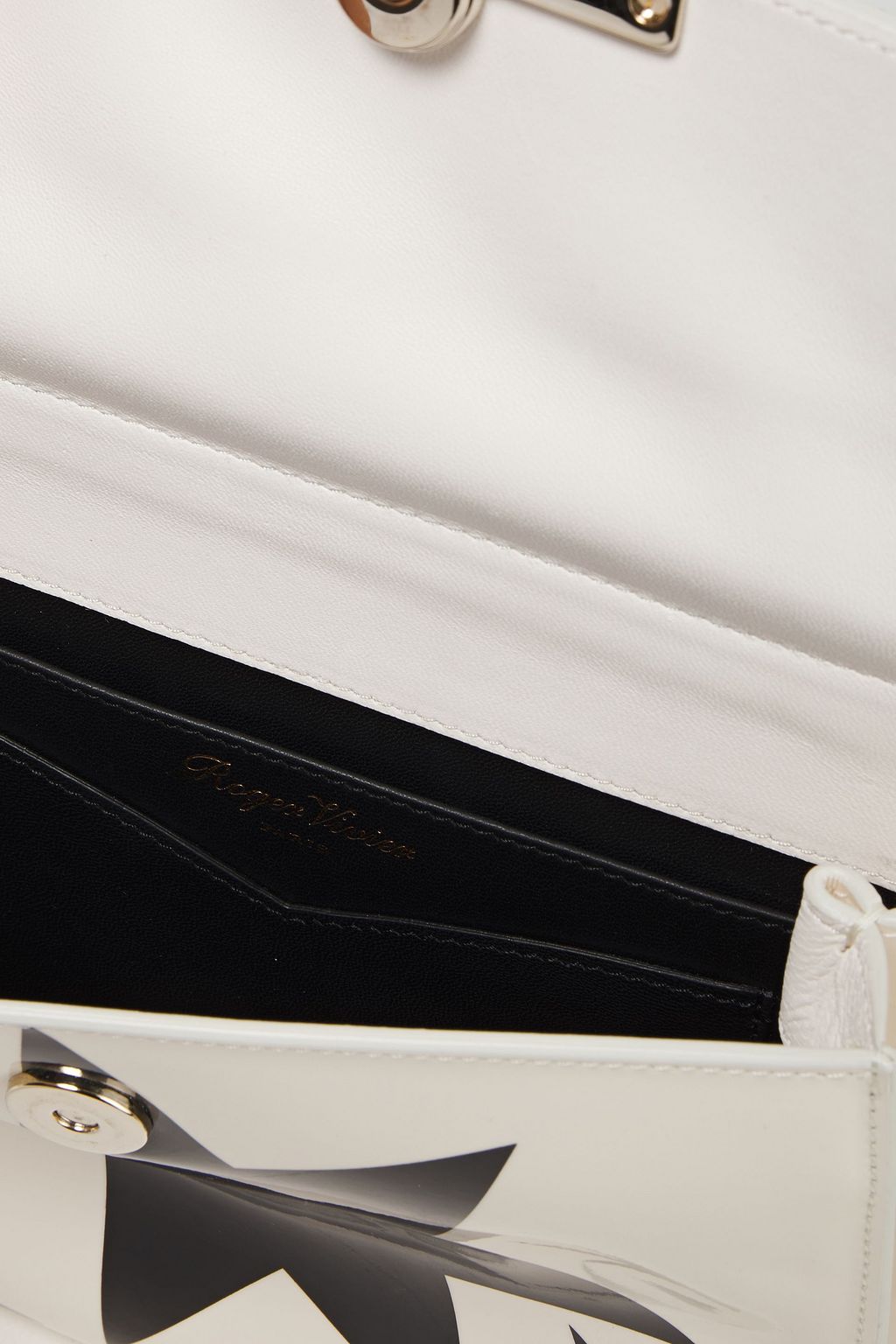 ROGER VIVIER Prismick appliquéd patent and textured-leather shoulder bag