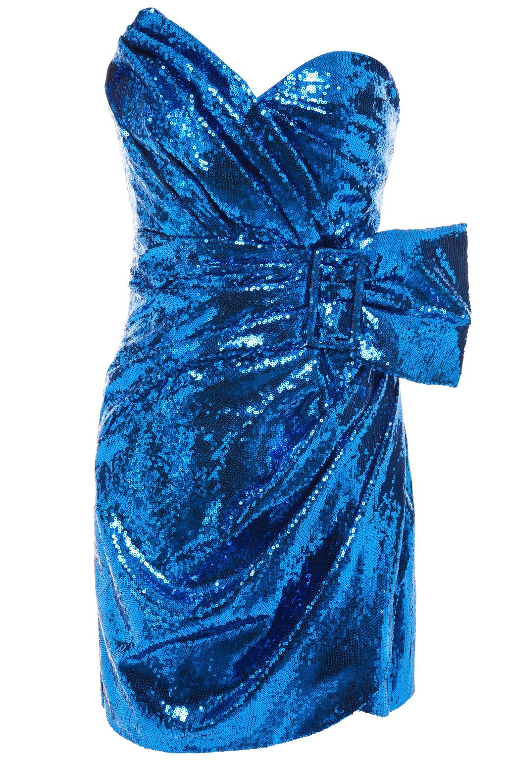 blue strapless mini dress