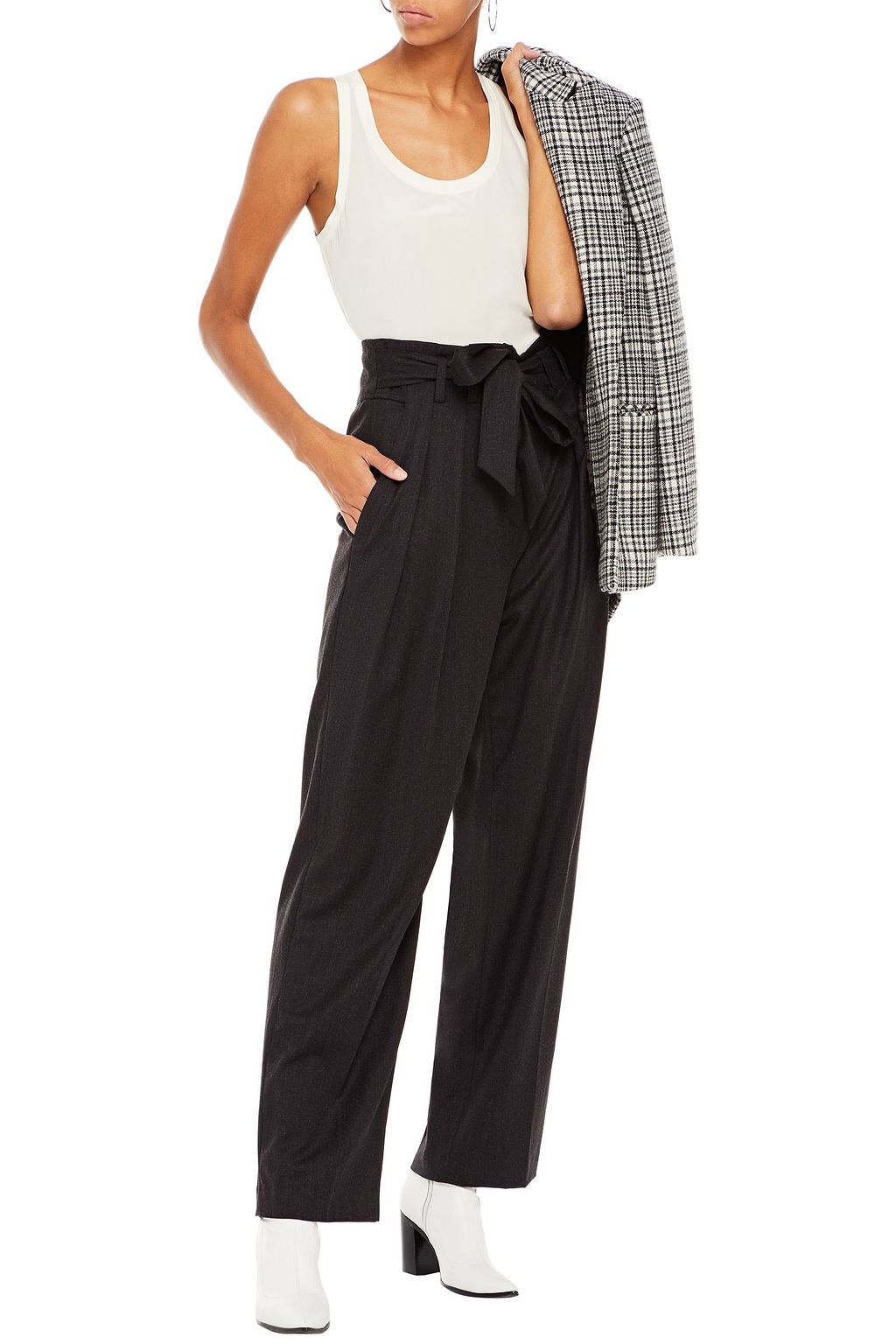 IRO Belted brushed-twill straight-leg pants