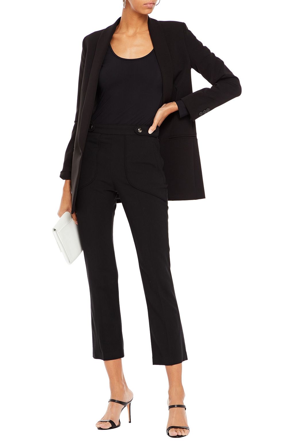 IRO Roskie button-detailed piqué kick-flare pants