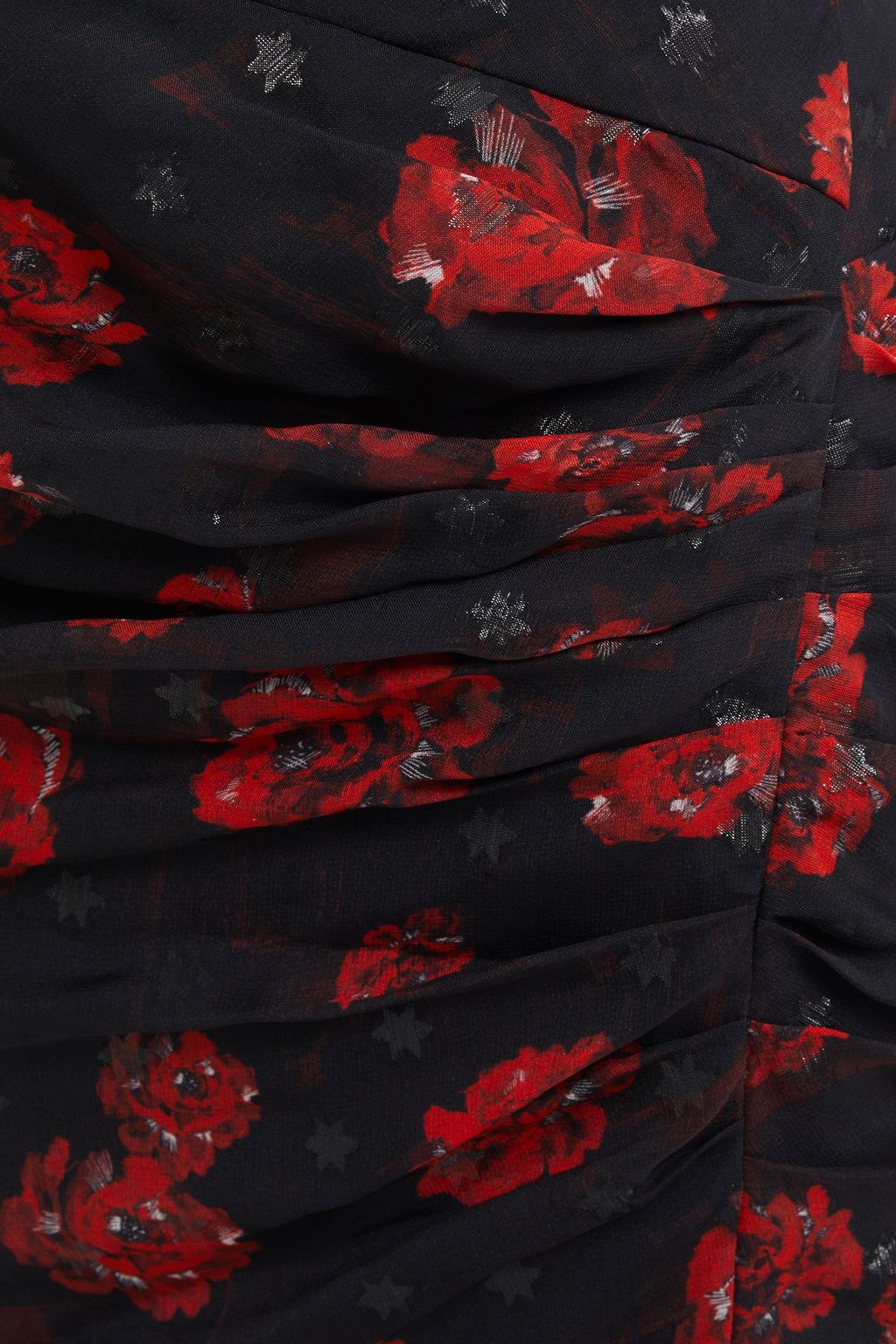 IRO Bootab ruched floral-print metallic fil coupé georgette mini skirt