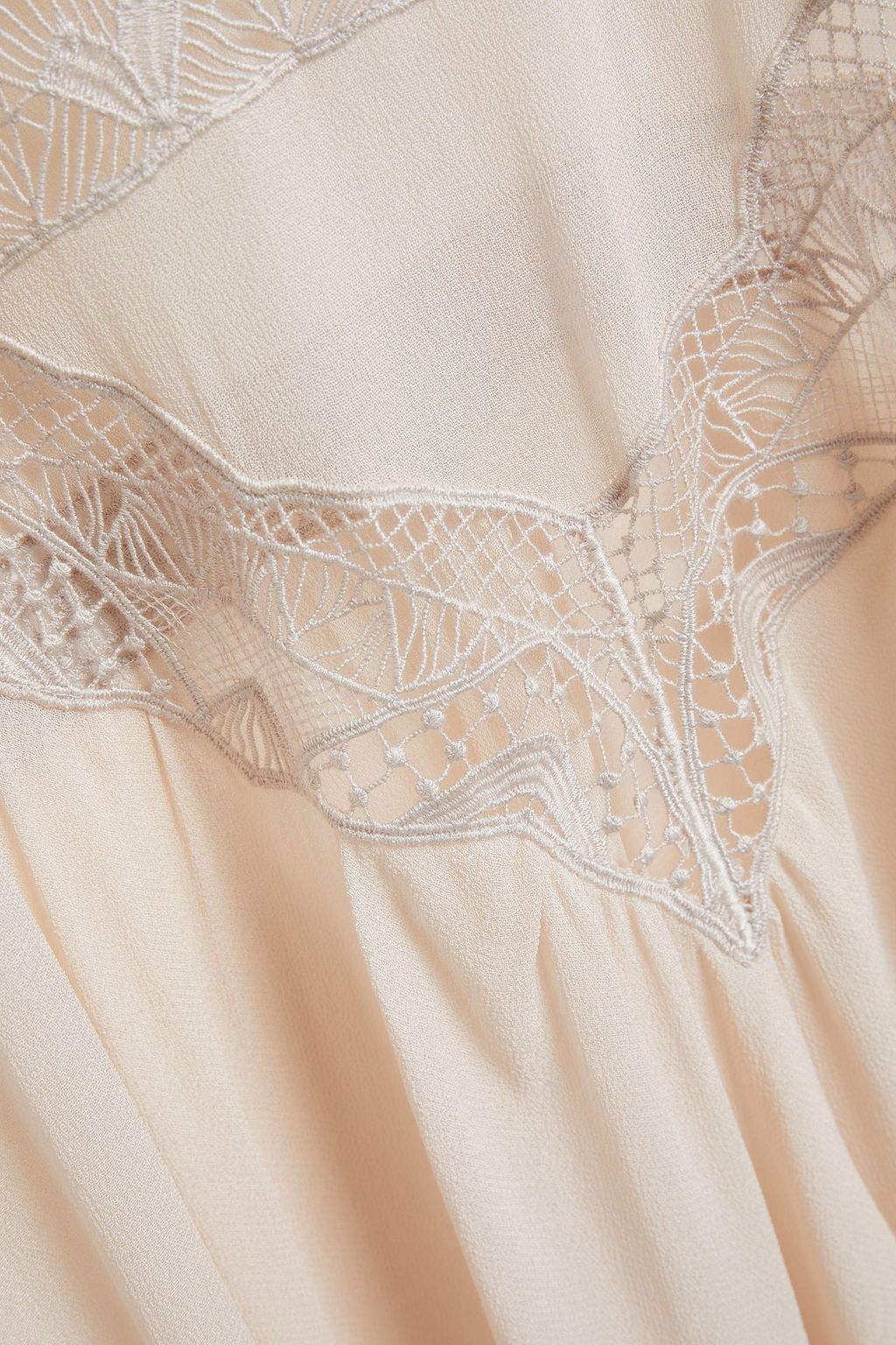 IRO Damino fluted guipure lace-trimmed crepon blouse