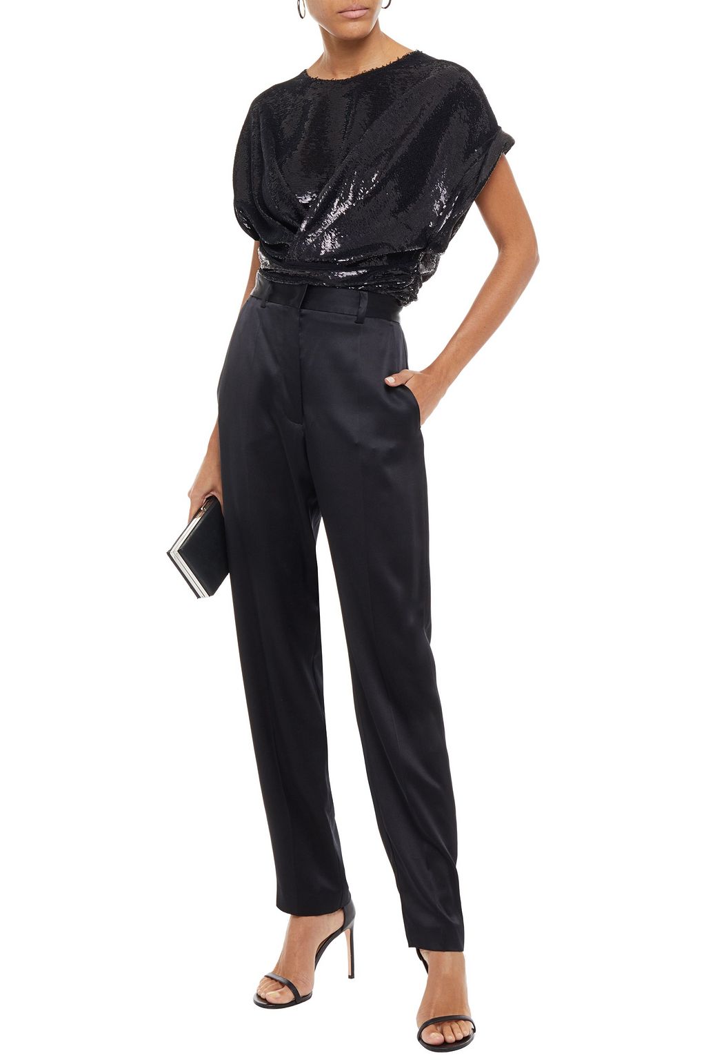 IRO Mia draped sequined stretch-knit bodysuit