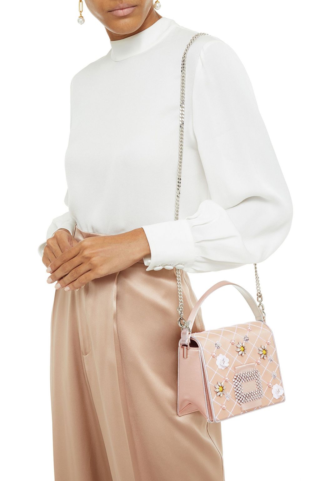 ROGER VIVIER Madame Diadem embellished satin shoulder bag