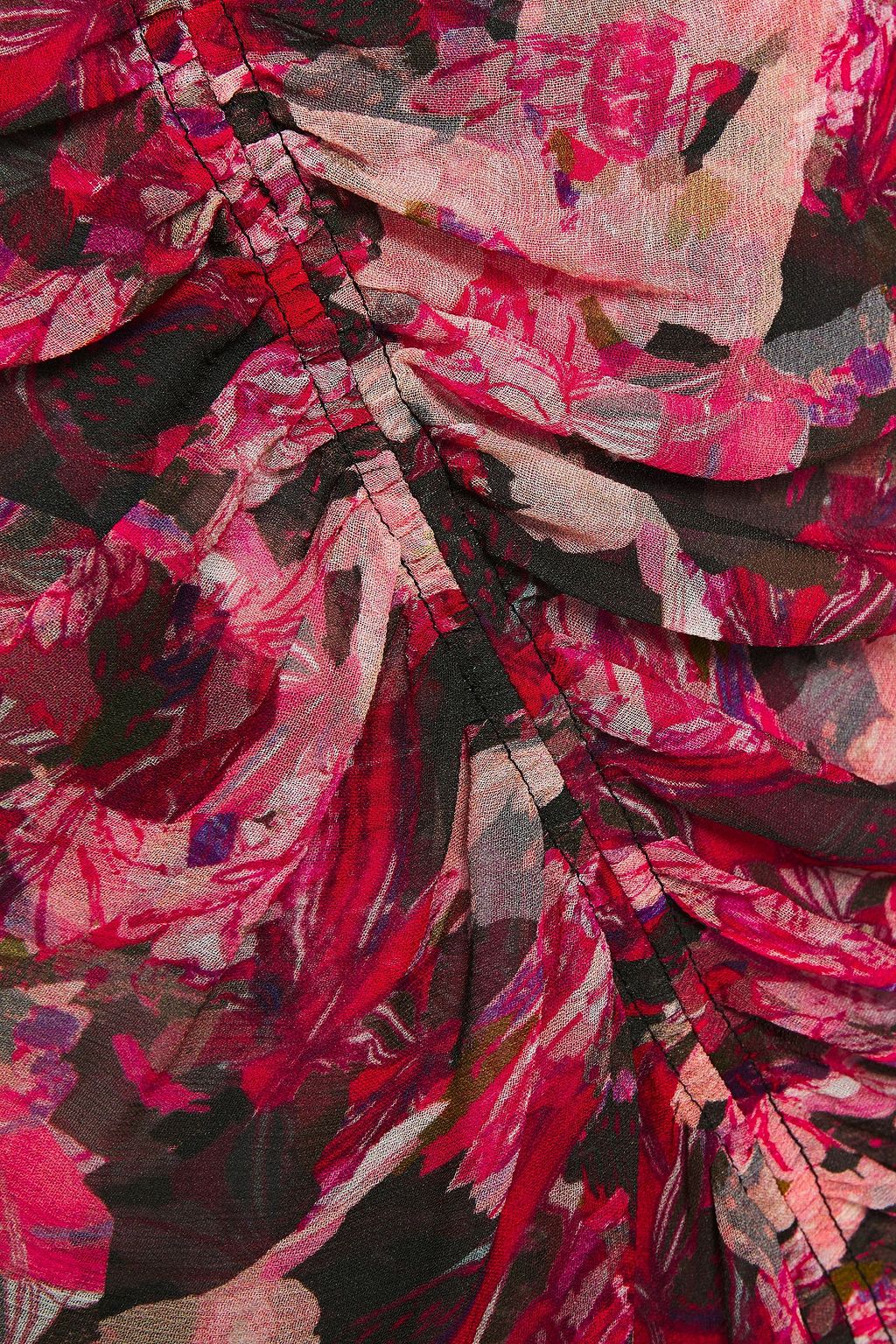 IRO Thorn ruched floral-print crepon mini skirt