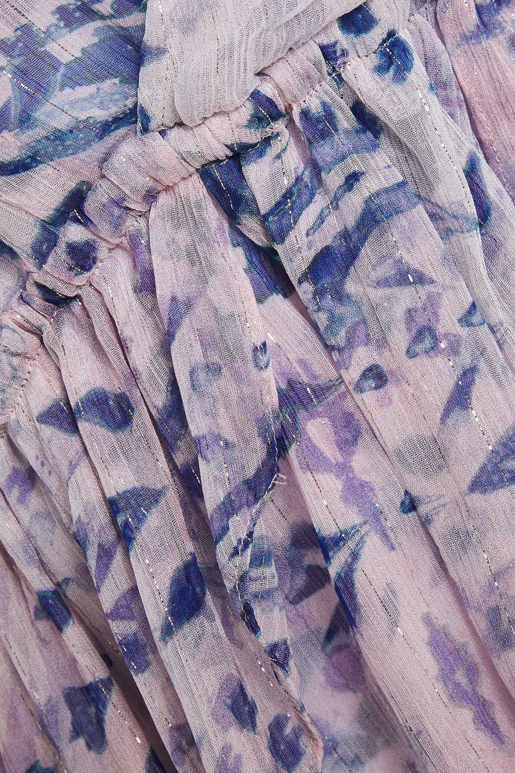 IRO Saola wrap-effect metallic printed crepon blouse