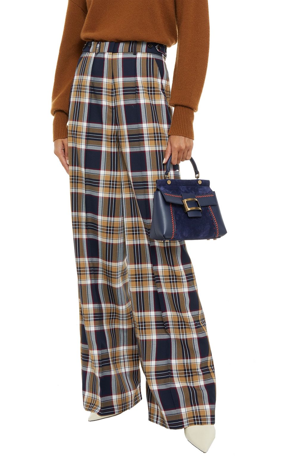 ROGER VIVIER Viv Cabas mini leather and suede tote