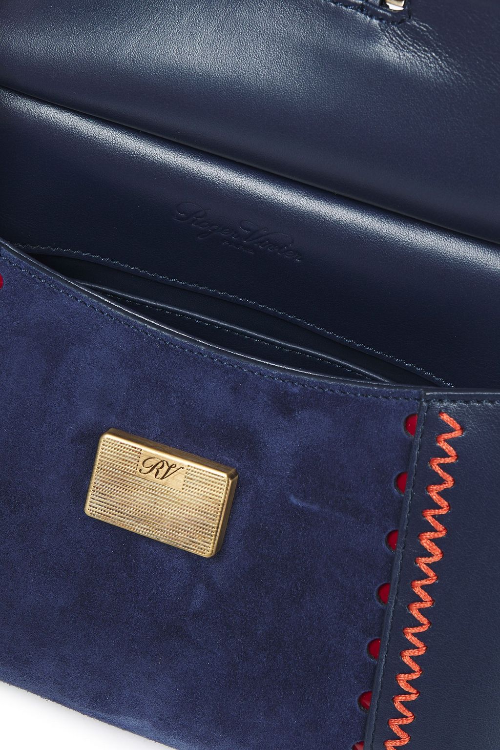 ROGER VIVIER Viv Cabas mini leather and suede tote