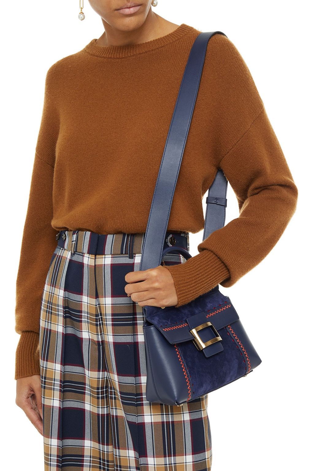ROGER VIVIER Viv Cabas mini leather and suede tote