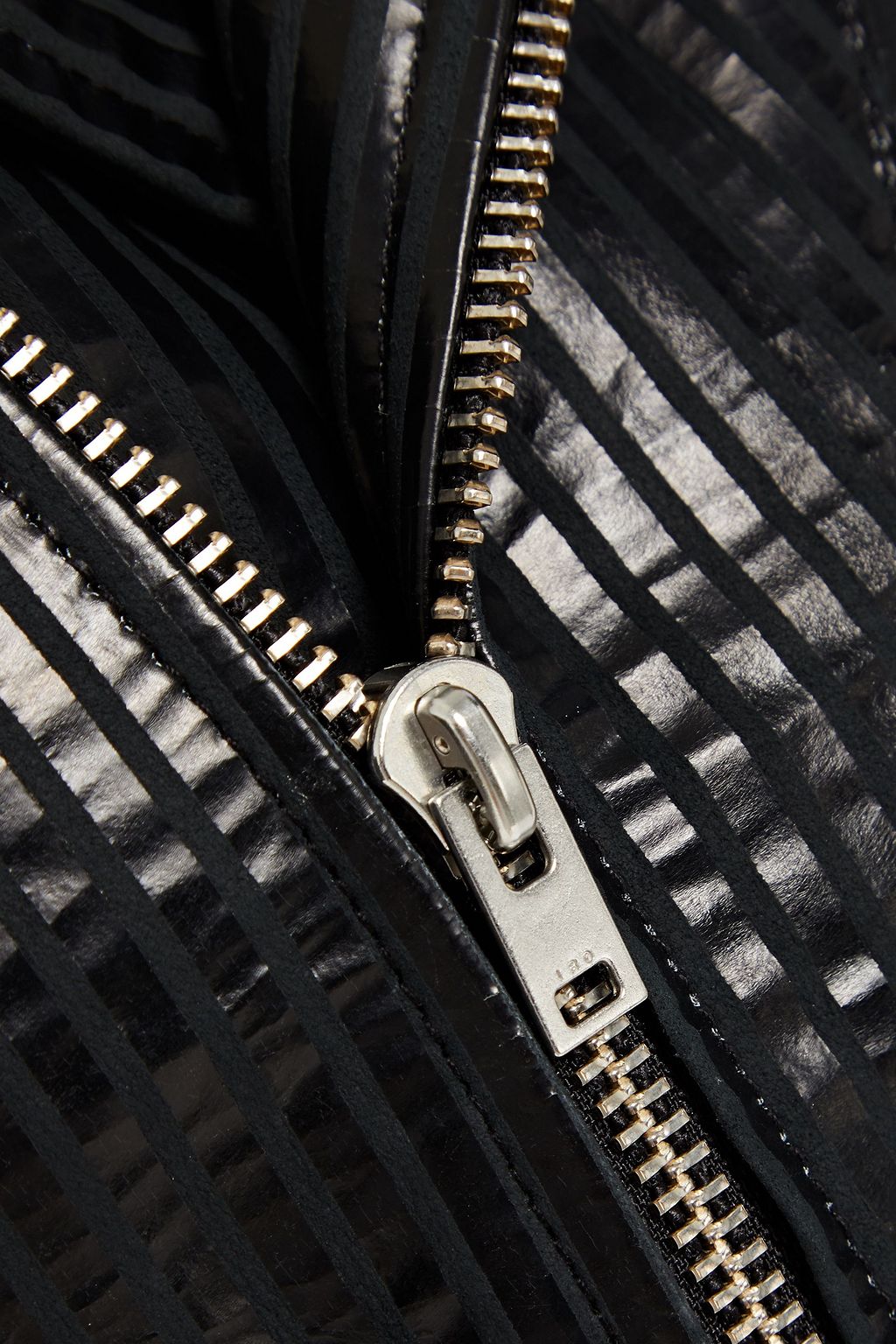 IRO Moji striped glossed-leather biker jacket