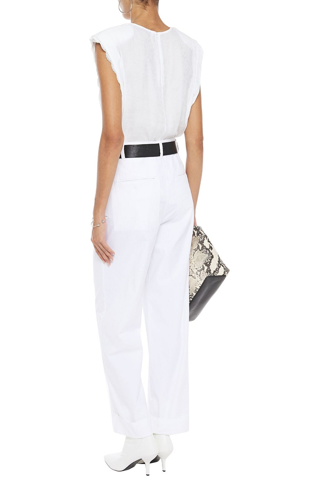 IRO Caonac lace-trimmed satin-jacquard top