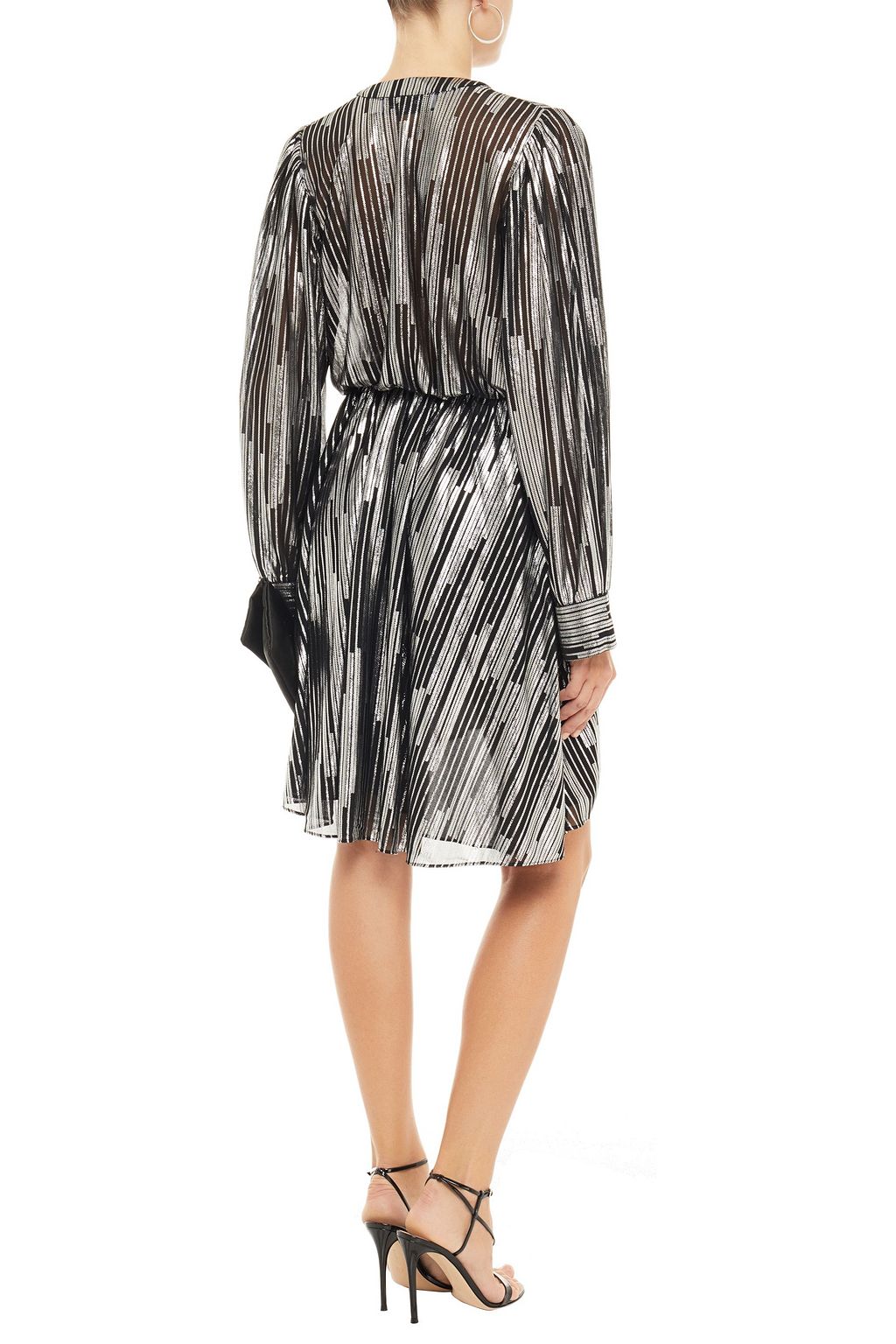 IRO Gathered metallic printed georgette dress