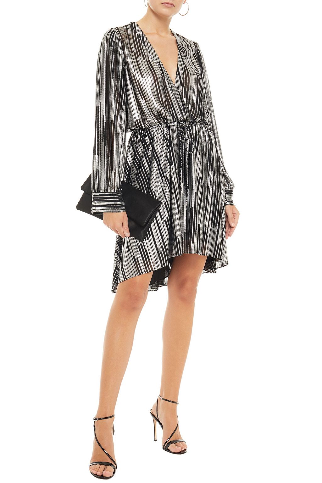 IRO Gathered metallic printed georgette dress