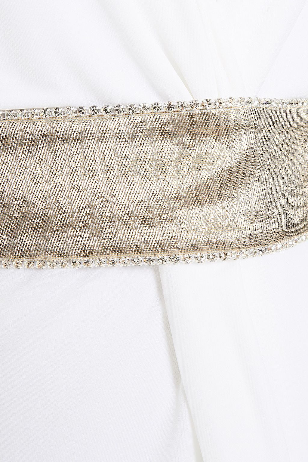 DUNDAS Crystal-embellished lamé-trimmed crepe gown