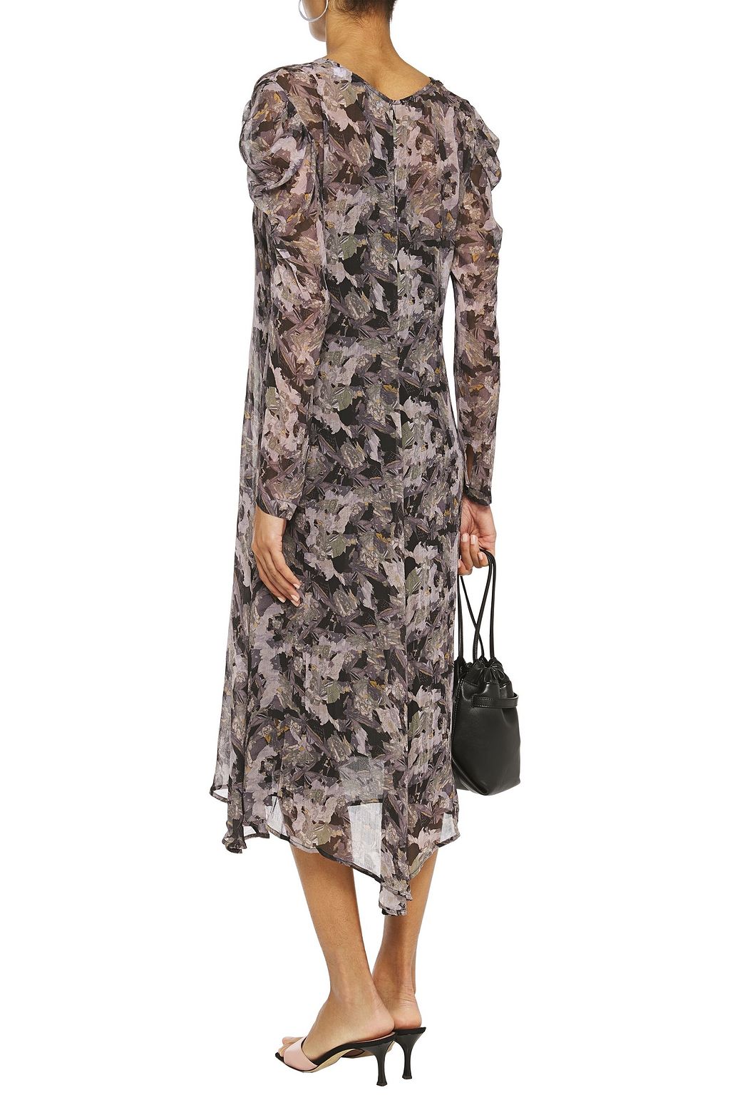 IRO Ruched printed crepon midi dress