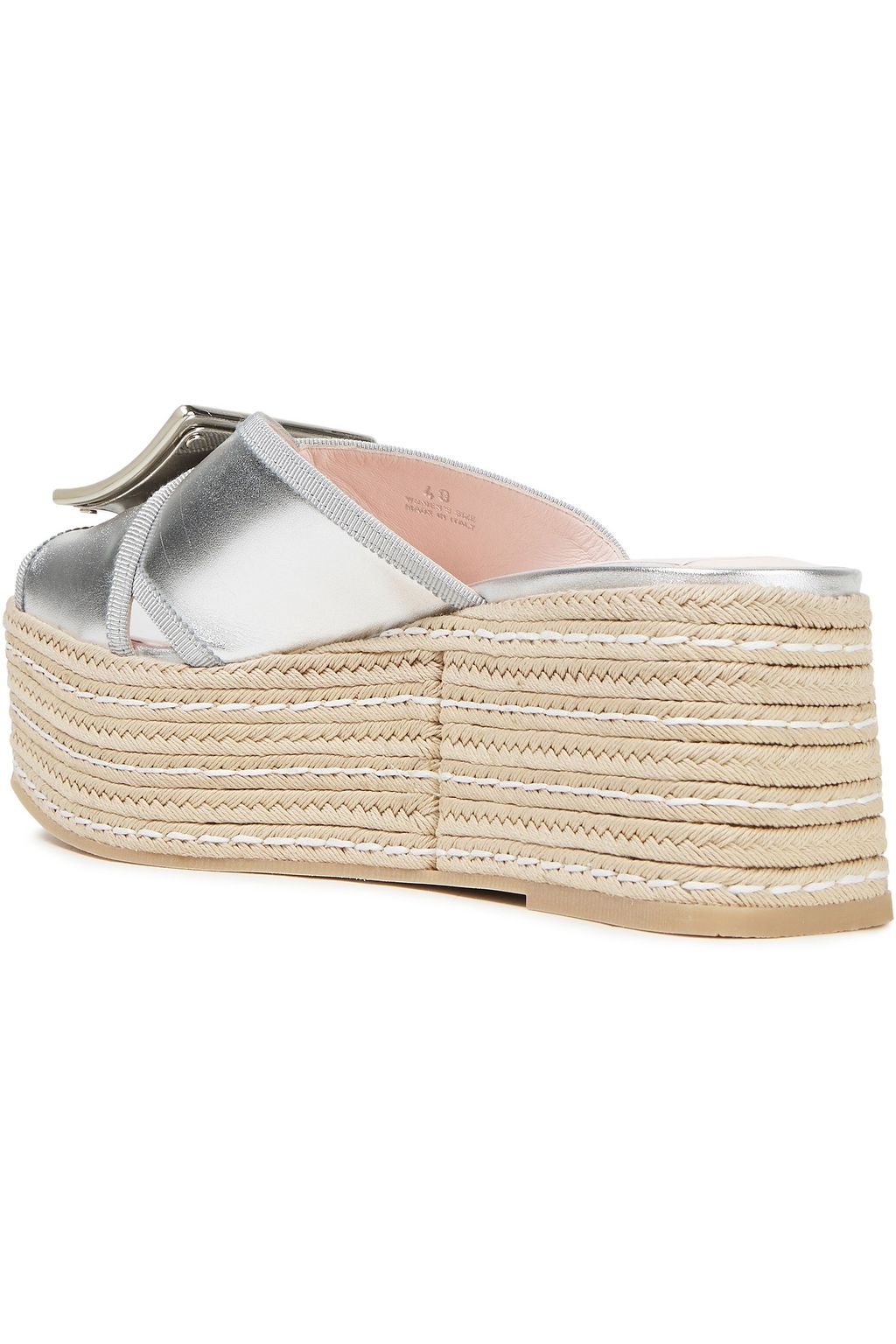 ROGER VIVIER Bikiviv metallic leather platform espadrille mules