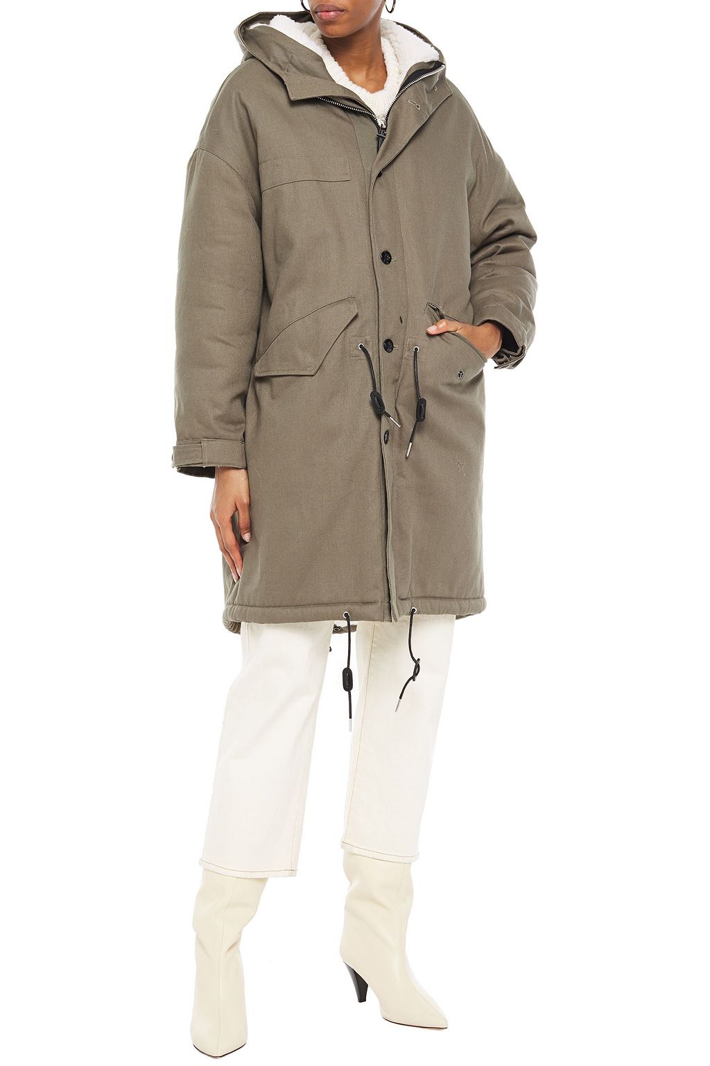 IRO Marea faux shearling-lined cotton-twill hooded parka