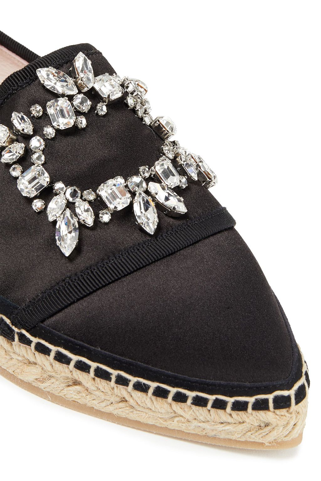 ROGER VIVIER Broche Vivier crystal-embellished satin espadrilles