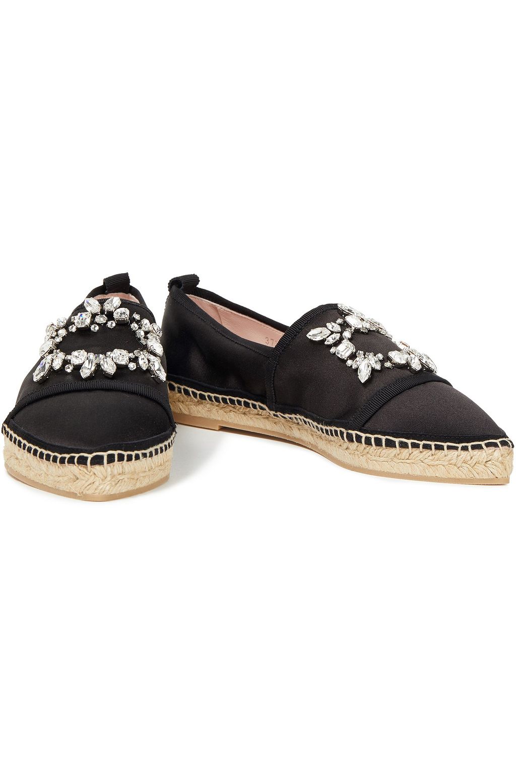 ROGER VIVIER Broche Vivier crystal-embellished satin espadrilles