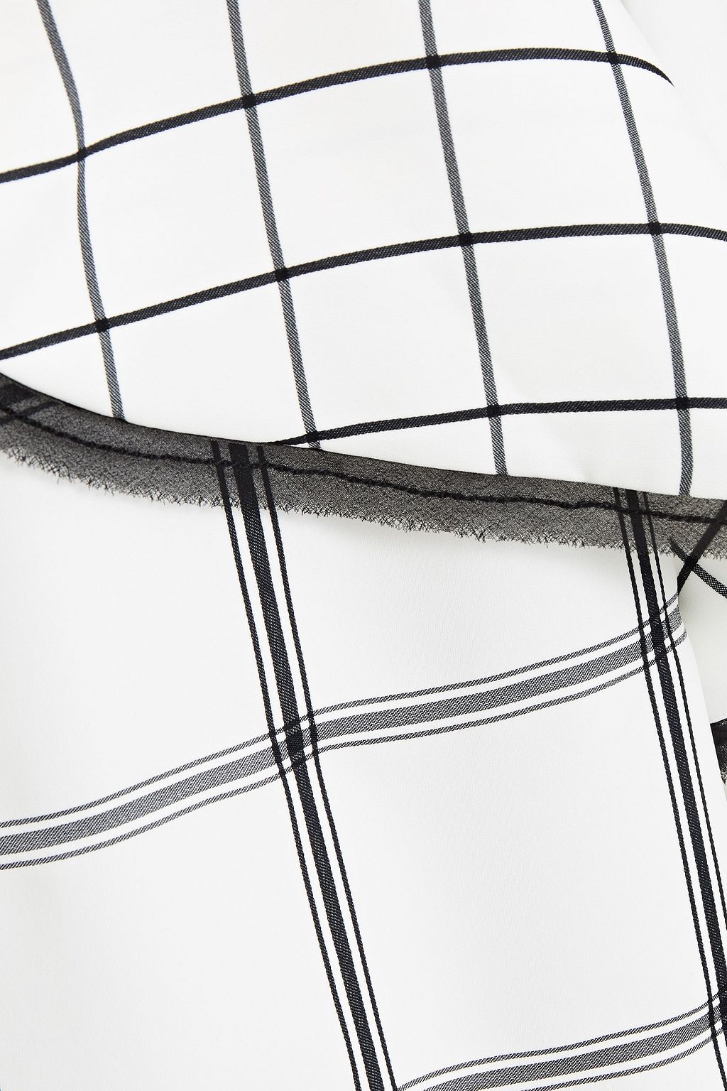 SELF-PORTRAIT Ruffled checked jacquard top