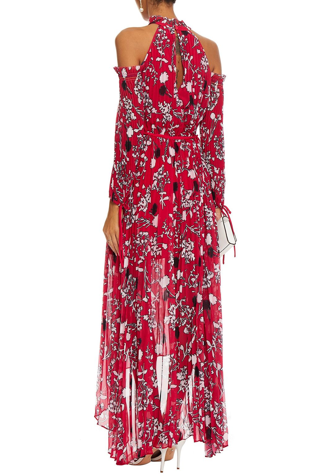 SELF-PORTRAIT Cold-shoulder floral-print chiffon dress