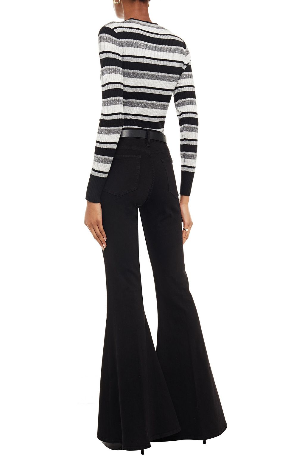 FRAME Metallic striped ribbed-knit sweater