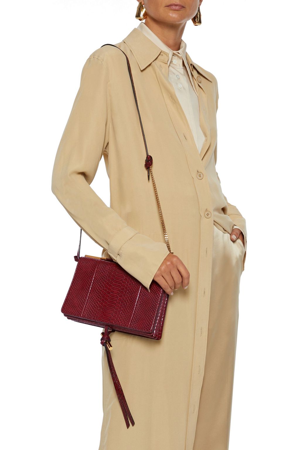 STELLA MCCARTNEY Flo small faux snake-effect leather shoulder bag