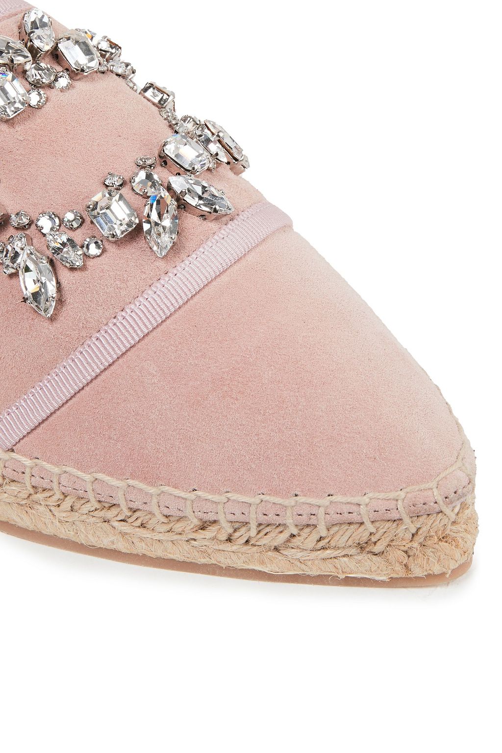 ROGER VIVIER Broche Vivier crystal-embellished suede espadrilles