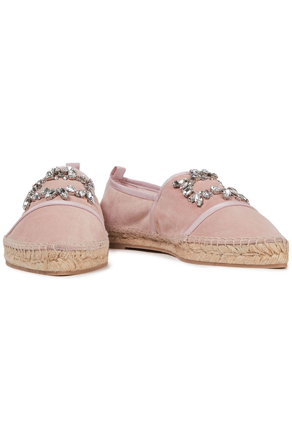 ROGER VIVIER Broche Vivier crystal-embellished suede espadrilles