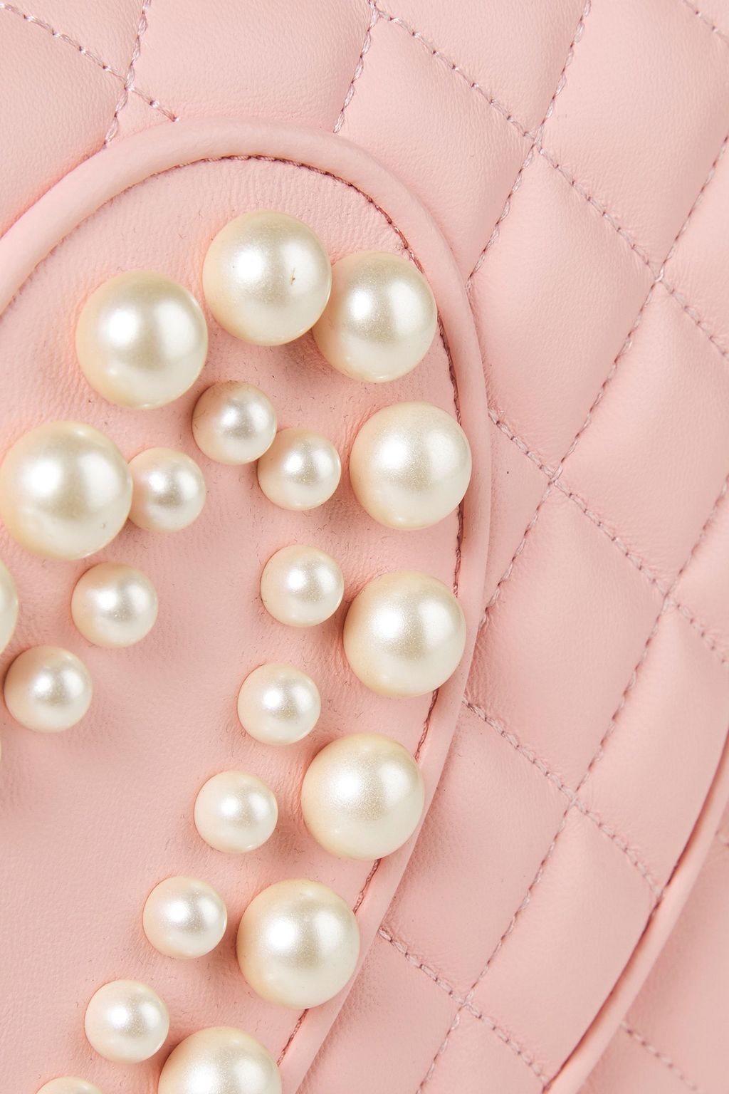BOUTIQUE MOSCHINO Faux pearl-embellished quilted leather shoulder bag