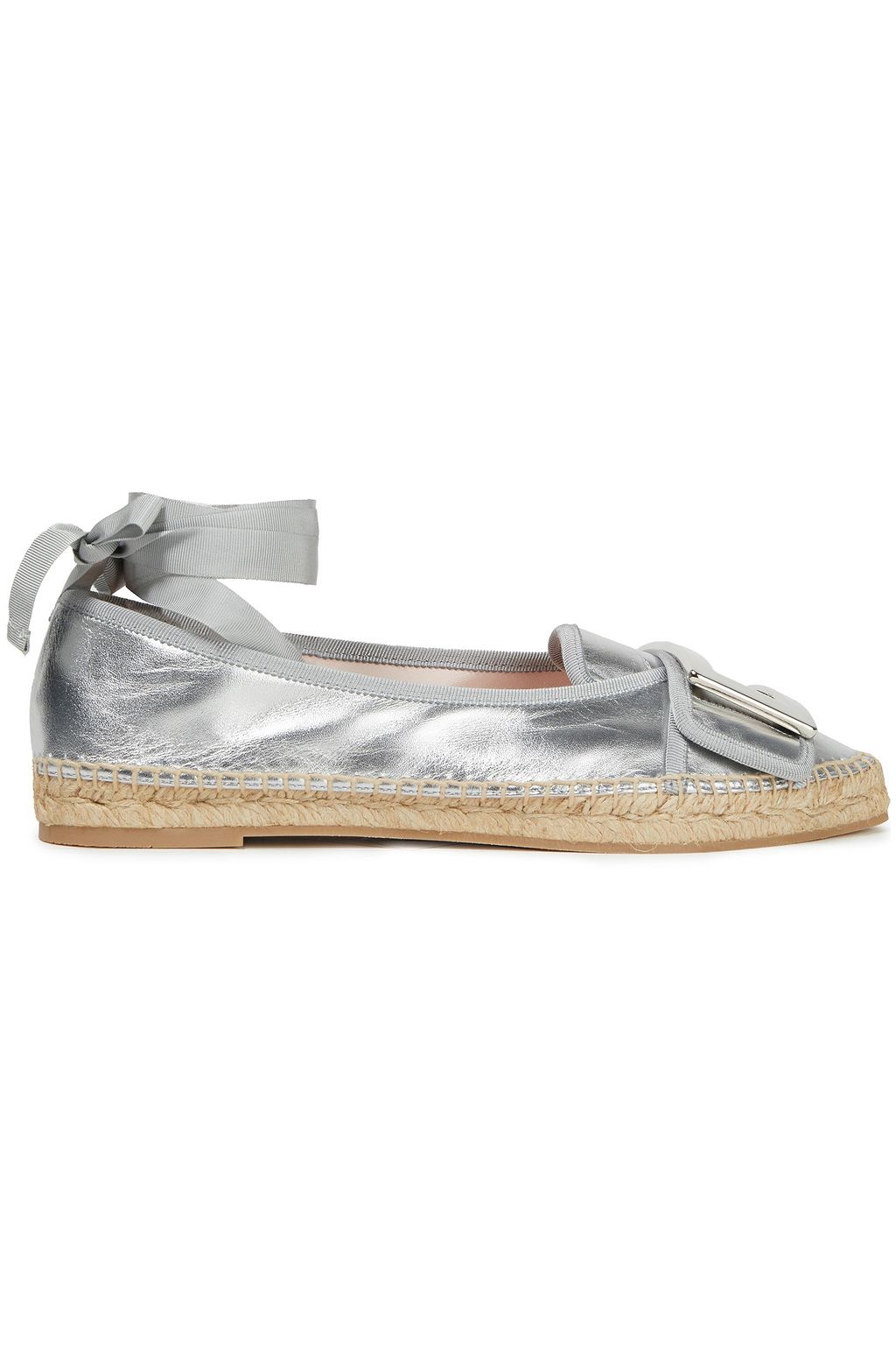 silver leather espadrilles