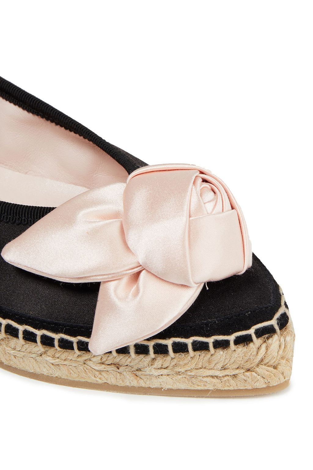 ROGER VIVIER حذاء اسبادريل "روز باتون" من الساتان مزخرف بقماش غروغران