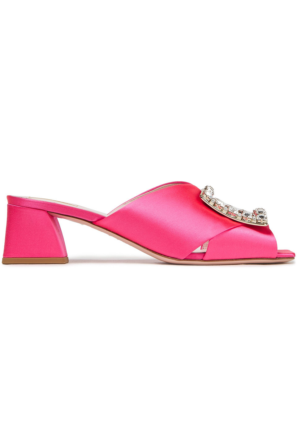 Roger Vivier - Tres Vivier crystal-embellished satin mules - Pink - EU 34.5