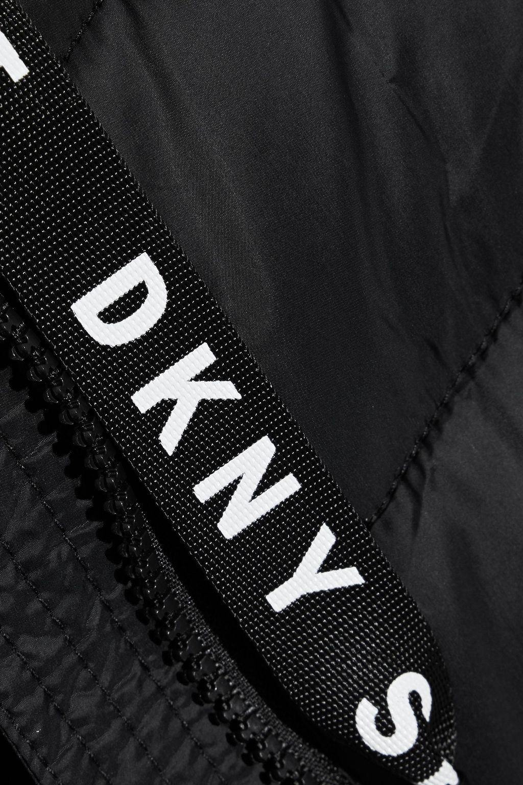 DKNY Layered quilted shell and mélange jersey hooded jacket