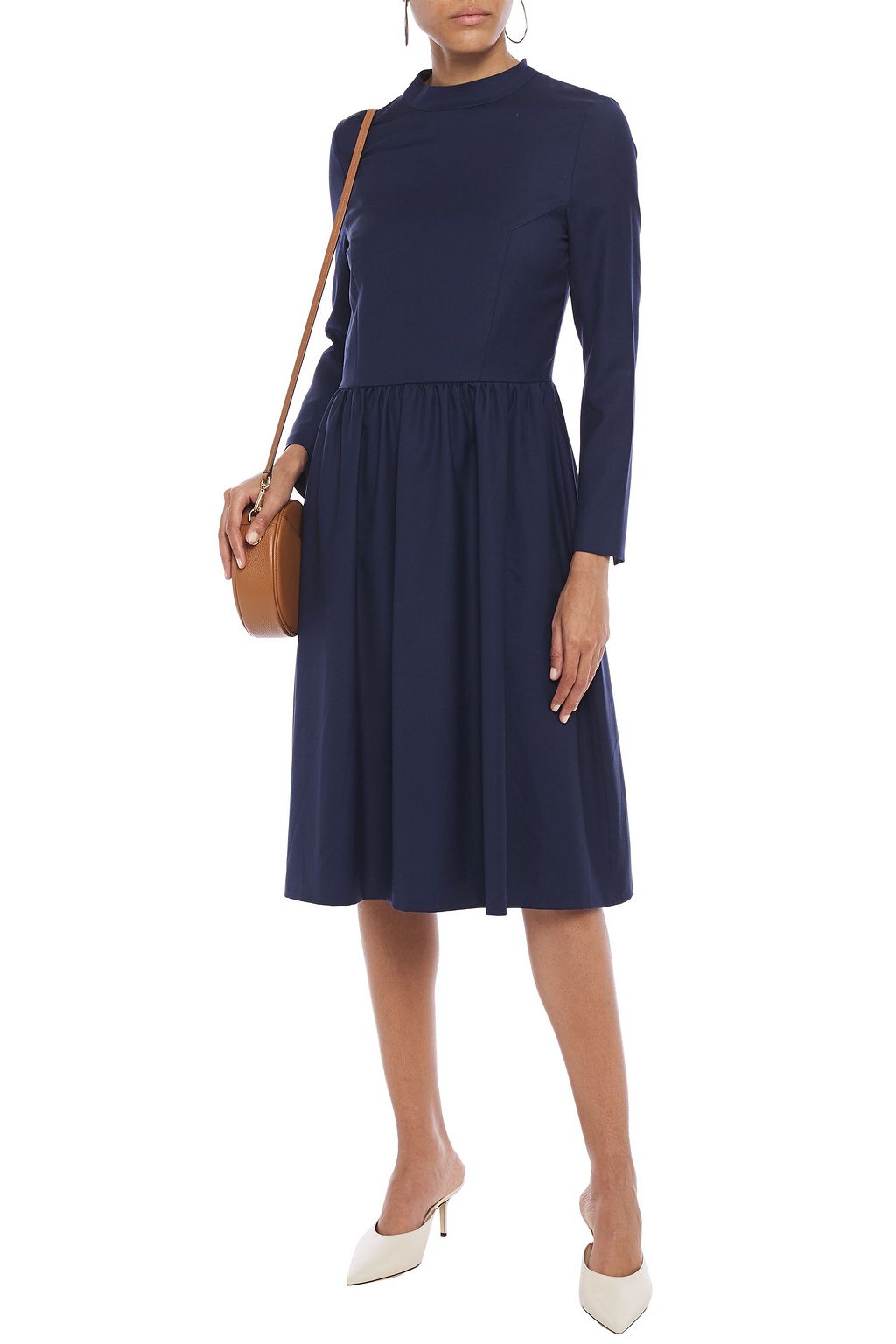 RODEBJER Palasan gathered wool-twill dress