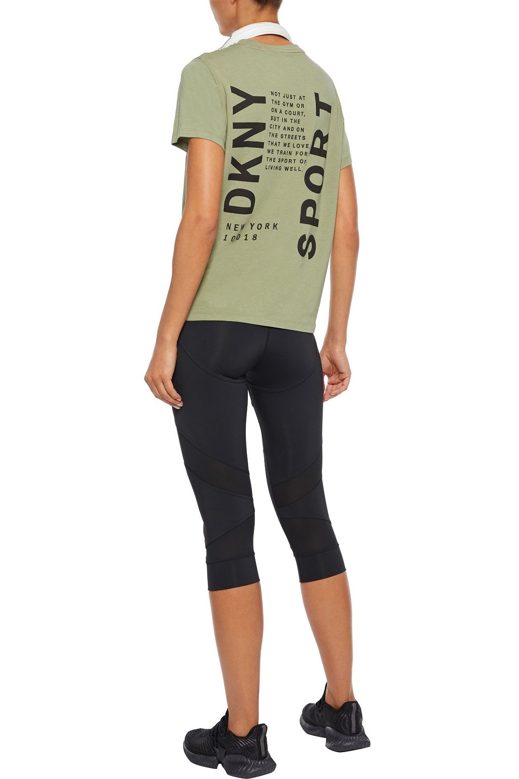 DKNY Printed stretch-cotton and modal-blend jersey T-shirt