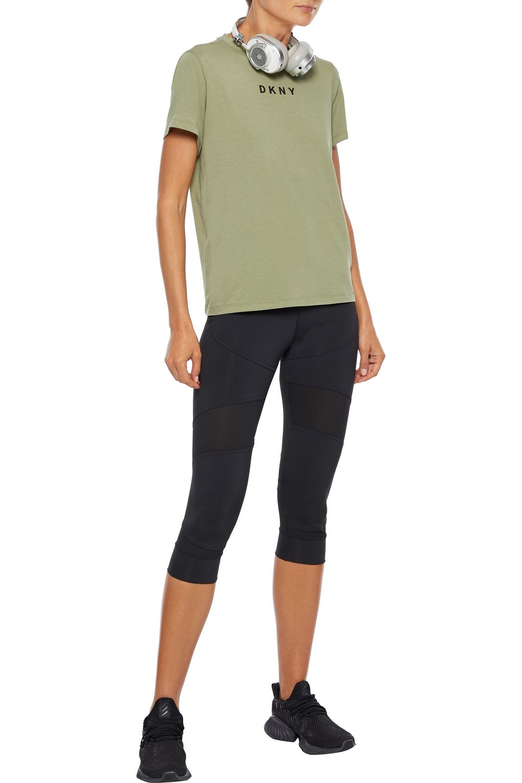 DKNY Printed stretch-cotton and modal-blend jersey T-shirt