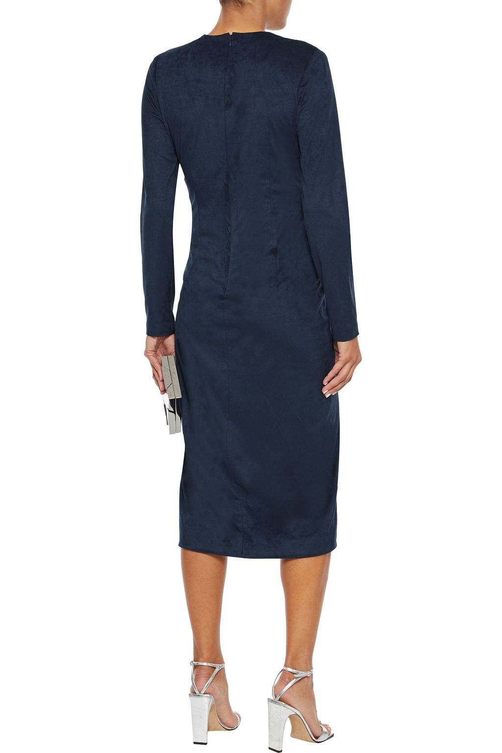 CUSHNIE Twist-front faux suede dress