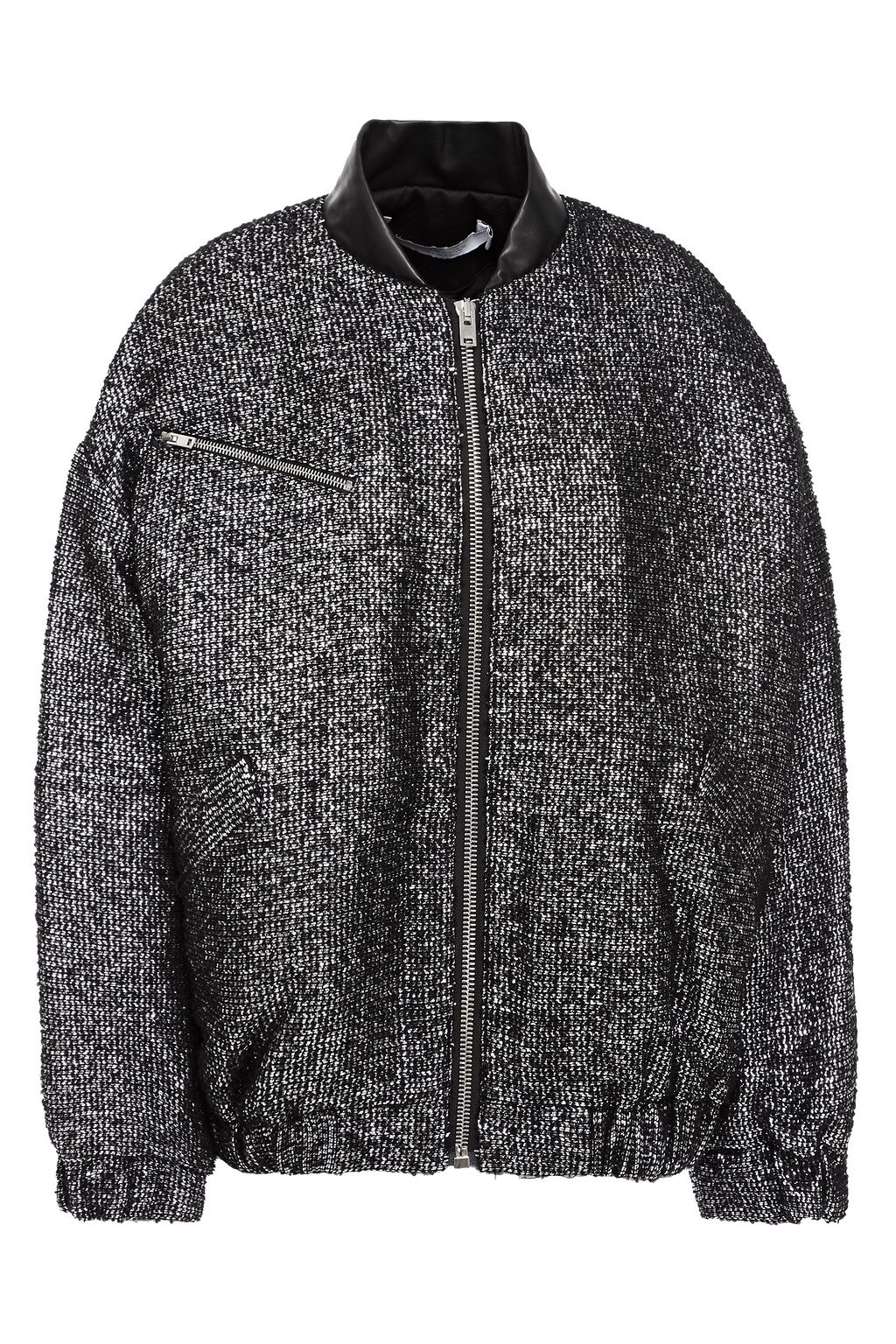 oversize tweed bomber jacket