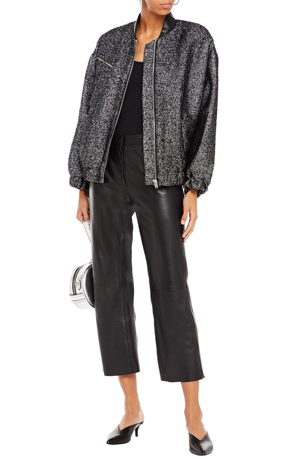oversize tweed bomber jacket